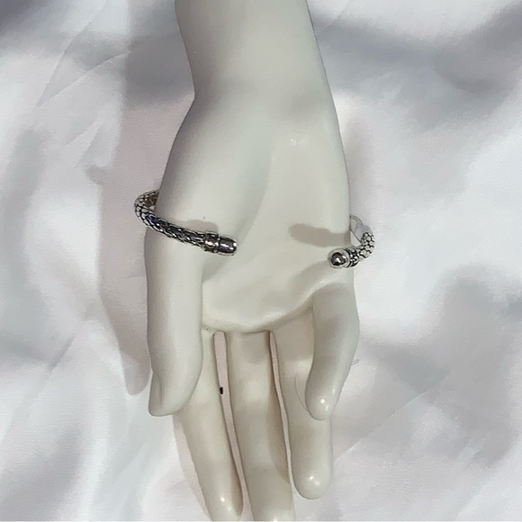 NWT Phillip Gavriel ROYAL CHAIN sterling woven cable CUFF w/14k gold WHITE SAPPH - Picture 11 of 13